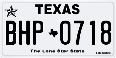 TX license plate BHP0718