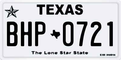TX license plate BHP0721