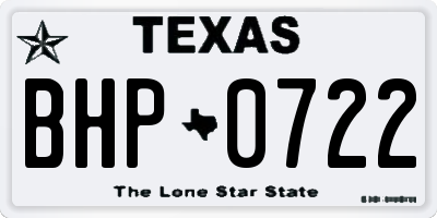 TX license plate BHP0722