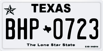 TX license plate BHP0723