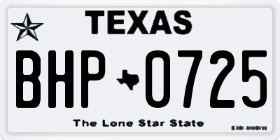 TX license plate BHP0725