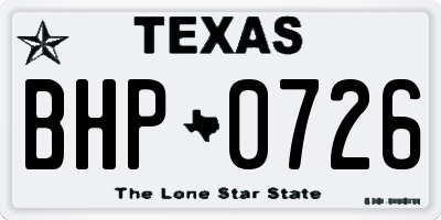 TX license plate BHP0726