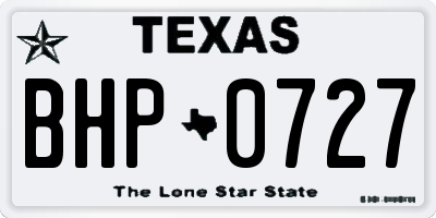 TX license plate BHP0727