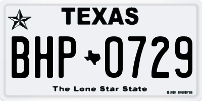 TX license plate BHP0729