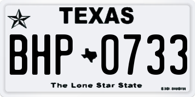 TX license plate BHP0733