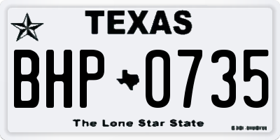 TX license plate BHP0735