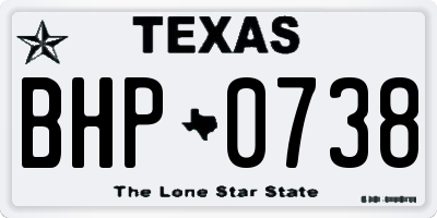 TX license plate BHP0738