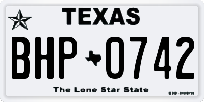 TX license plate BHP0742