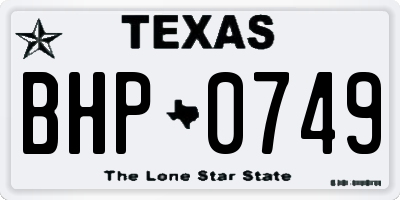 TX license plate BHP0749