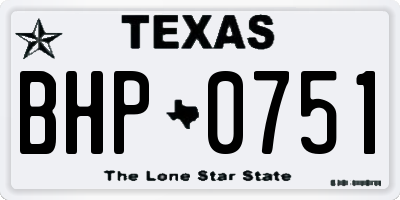 TX license plate BHP0751