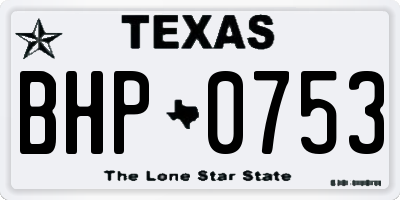 TX license plate BHP0753