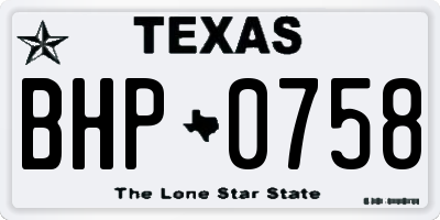 TX license plate BHP0758