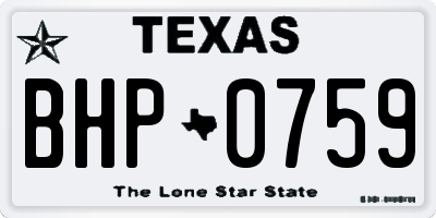 TX license plate BHP0759