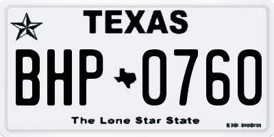 TX license plate BHP0760