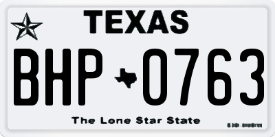 TX license plate BHP0763