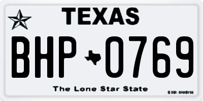 TX license plate BHP0769