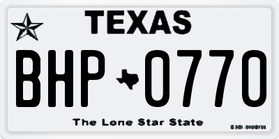 TX license plate BHP0770