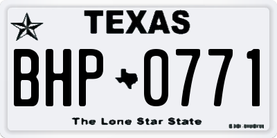 TX license plate BHP0771