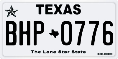 TX license plate BHP0776