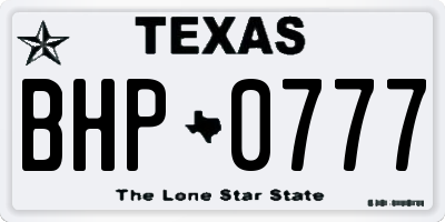 TX license plate BHP0777