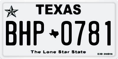 TX license plate BHP0781