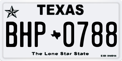 TX license plate BHP0788