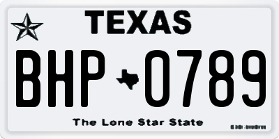 TX license plate BHP0789