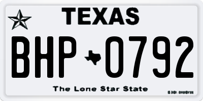 TX license plate BHP0792