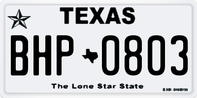 TX license plate BHP0803