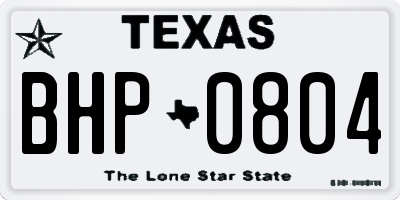 TX license plate BHP0804