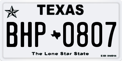 TX license plate BHP0807