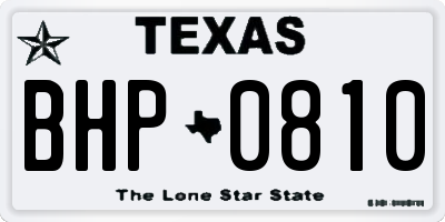 TX license plate BHP0810