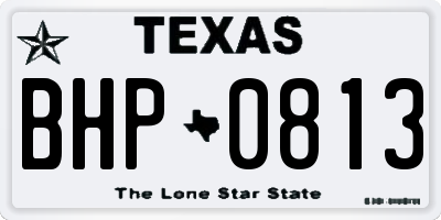 TX license plate BHP0813