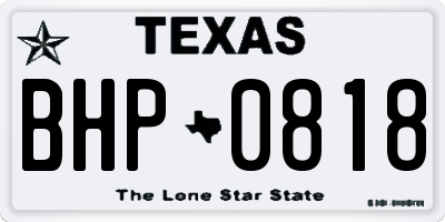 TX license plate BHP0818