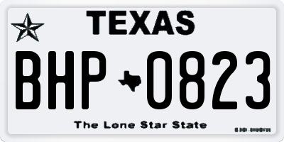 TX license plate BHP0823