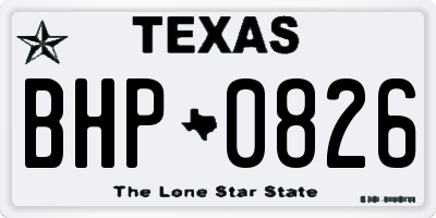 TX license plate BHP0826