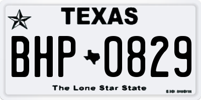 TX license plate BHP0829