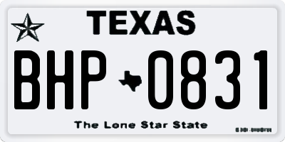 TX license plate BHP0831