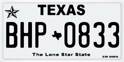 TX license plate BHP0833