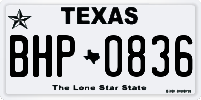 TX license plate BHP0836