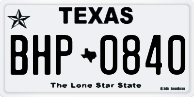 TX license plate BHP0840