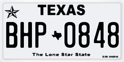 TX license plate BHP0848