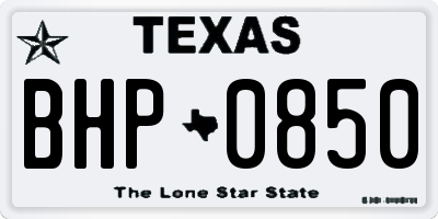 TX license plate BHP0850