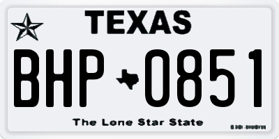 TX license plate BHP0851