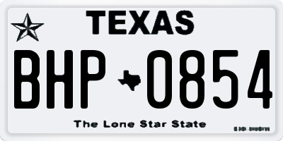 TX license plate BHP0854