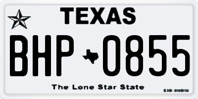 TX license plate BHP0855