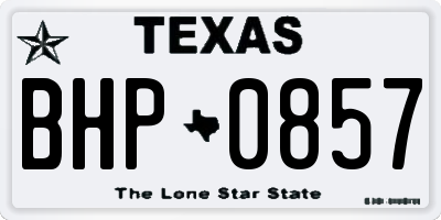 TX license plate BHP0857