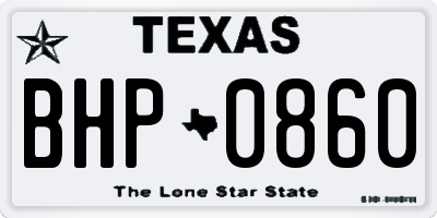 TX license plate BHP0860