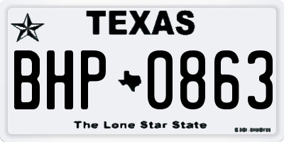 TX license plate BHP0863