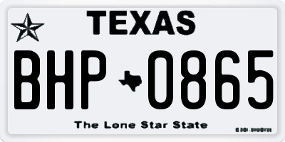 TX license plate BHP0865